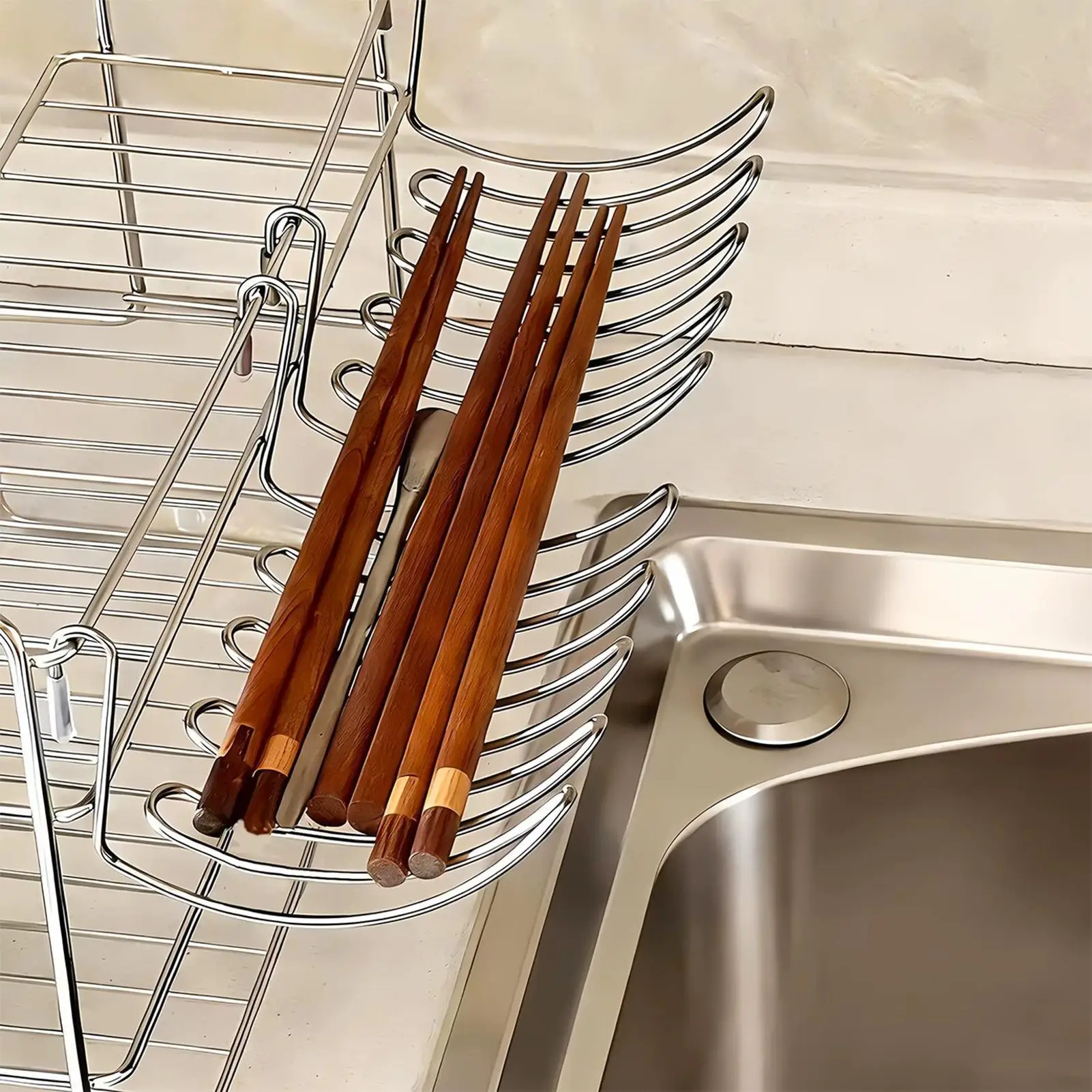 Sink Drain Rack Expandable Adjustable Stainless Steel Over Sink Basket for Home Rental Bathroom Laundry Balcony Counter Dorm