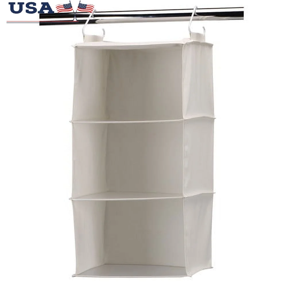 

Подвесной органайзер для шкафа из натурального холста, 3 полки, вертикальное решение для хранения, шарфы, шапки, перчатки, компактная экономия места