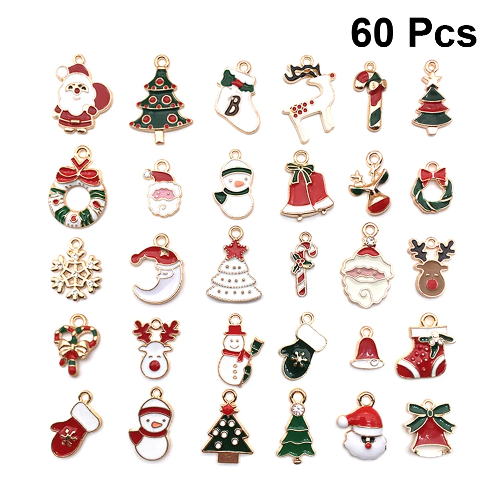 

60 Pcs DIY Jewelry Pendant Decor Alloy Accessories Small Christmas Tree Necklace