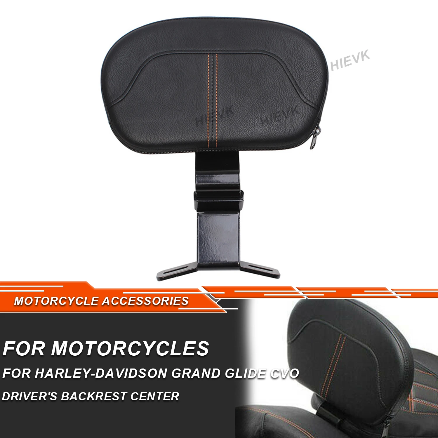 

Motorcycle Black Front Driver Backrest Pad For Harley CVO Touring Road King Electra Street Road Glide Ultra Classic FLHTCU 09-23