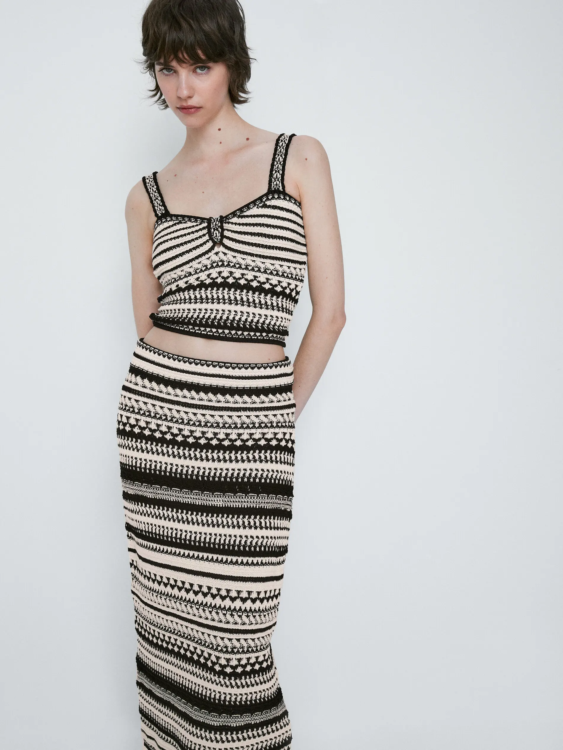 Ethereal Traf Md 2026 YAZHIMEI autumn new style of Women's casual fashion chic jacquard Boho chic slim knit skirt