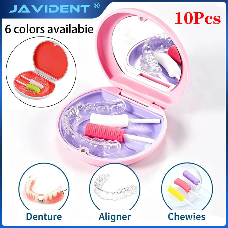 10Pcs Orthodontic Tooth Storage Case  Oral Hygiene Organizer Portable Magnetic Dental Hygiene Case with Mirror Dental Supplies