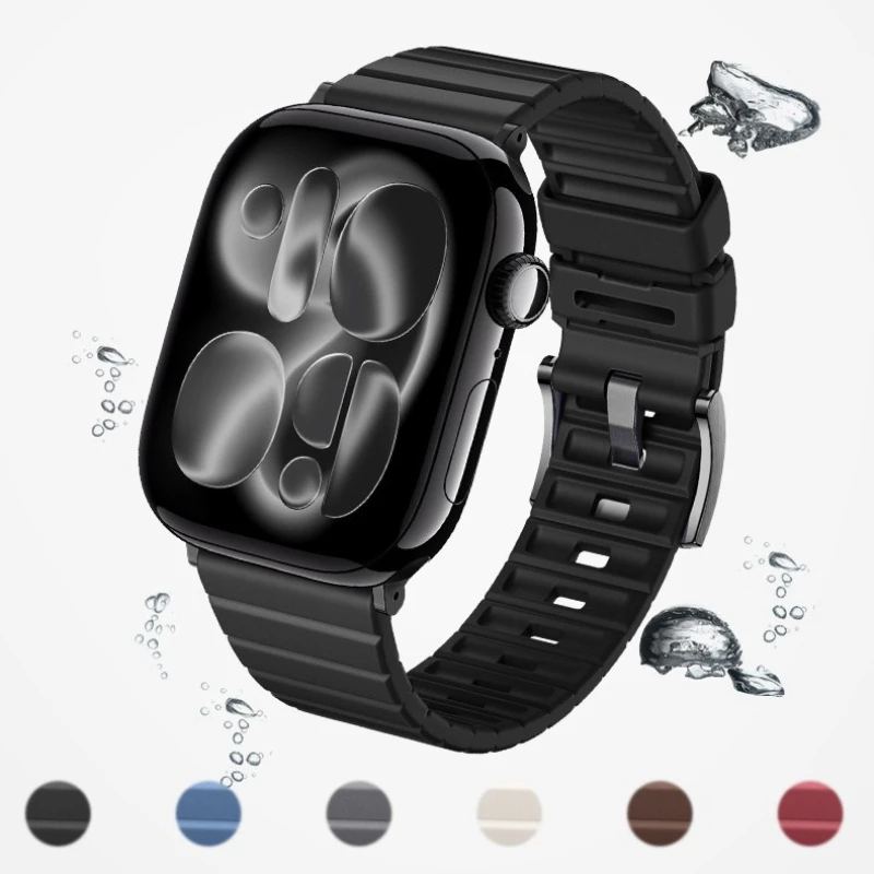 

Fluororubber Strap For Apple Watch Ultra 3/2/1 49mm Bracelet Rubber Band For iWatch 10 11 46mm 42mm 38 40 41mm 44/45mm Wristband