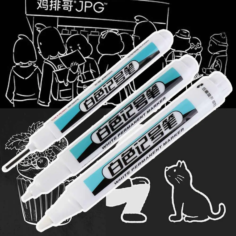 

Waterproof White Permanent Paint Pen 0.7mm/1.0mm/.2.5mm Not Easy To Fade White Marker Pens Smooth Writing Quick Drying