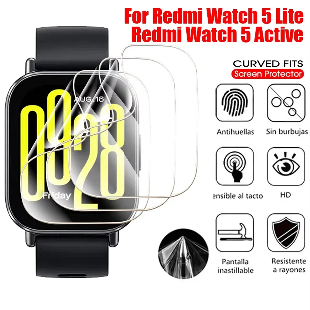 Tempered Glass for Xiaomi Redmi Watch 5 3 Active Lite Smart Watch Screen Protector Anti-Scratch Mi Redmi Watch 4 Prottiecve Film