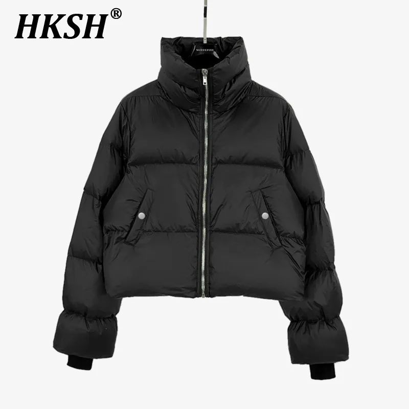 HKSH Autumn Winter New Women's Tide Dark White Duck Down Zipper Stand Collar Thick Breadcoat Fashion Chic RO Padded Coats H2796