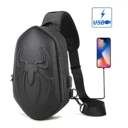 Running Chest Bag for Men USB Charging Fashion Streetwear Sling Pack Crossbody Motor Cycling Backpack for College Student Unisex