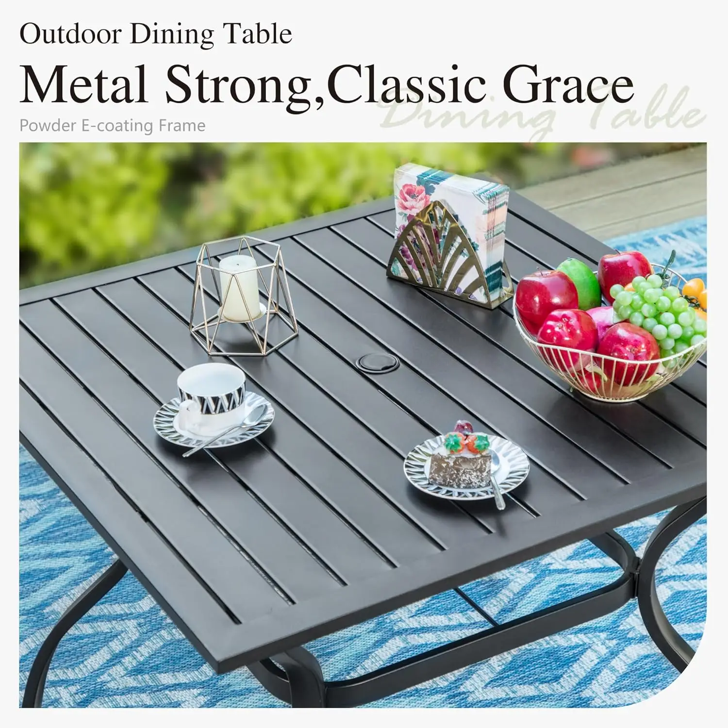 5-Piece Metal Patio Outdoor Table and Chairs Dining Set- 37