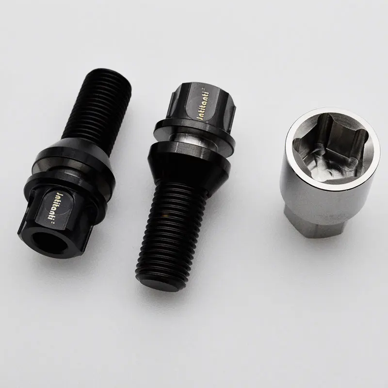 Jntitanti 19HEX Anti-theft Gr.5 Titanium Floating washer 60 Degree Cone Seat Auto Wheel Bolt M14*1.5*32mm for Volvo