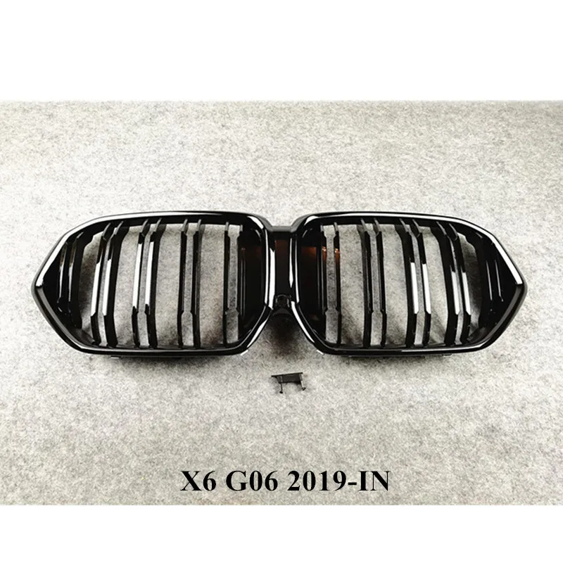 

High quality Dual line G05 G06 ABS Material Auto Front Grille For B-M-W X5 G05 X6 G06 2019-2020 Glossy black Kidney Mesh Grille