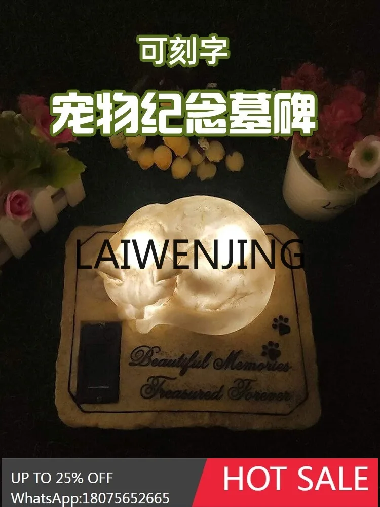 Pet Cat Tombstone Solar Lettering Monument Custom Sleeping Posture Modeling Imitating Stone Resin Commemorative Ornaments