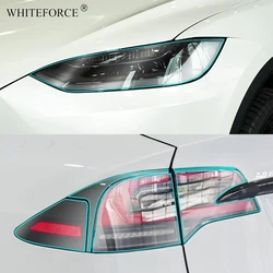 For Tesla Model X 2023 TPU Blackened Headlight Taillight Foglight Protective Film for Model S 2024 Black Color Changing Films