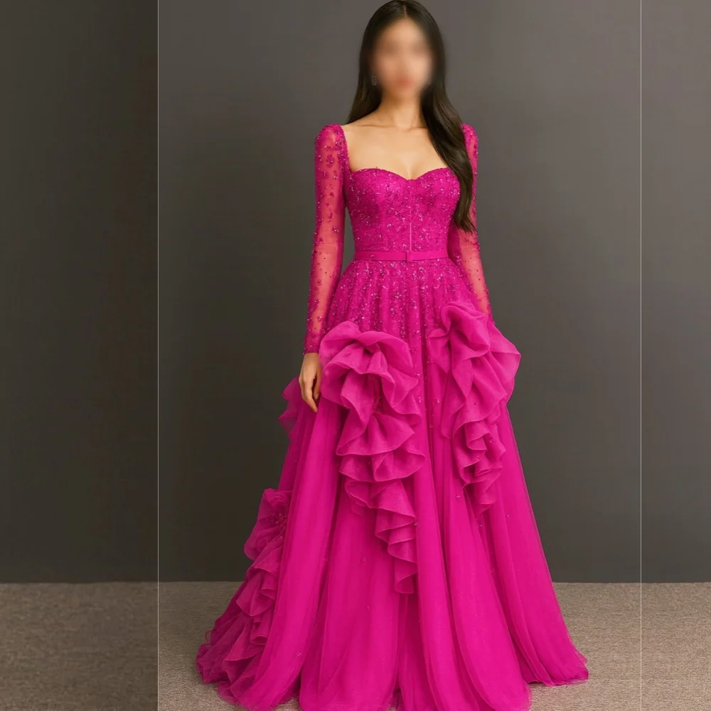 

Customized High Quality Evening Dress With Sequin Pleat Gorgeous A-line Long Dresses Bespoke Occasion Elegant Party Wedding