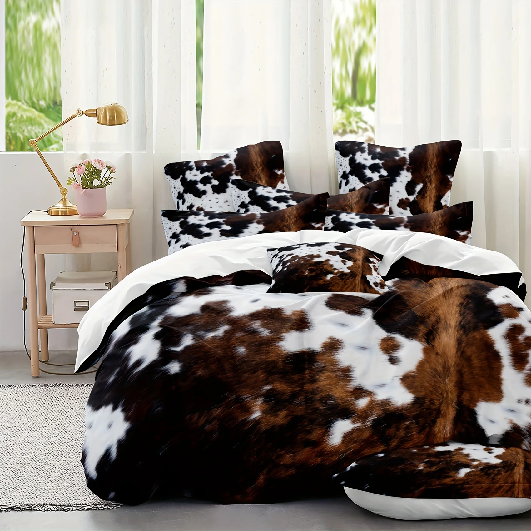 

Soft and Comfortable Cow Printed Duvet Cover Set for Bedroom and Guest Room Includes 1 Duvet Cover and 2 Pillowcase