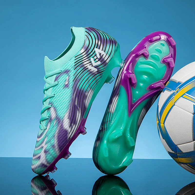 New Men Soccer Cleats Non-Slip Football Boots Outdoor Sport Shoes FG Ultralight Training Soccer Shoes Long Spikes Match Sneakers