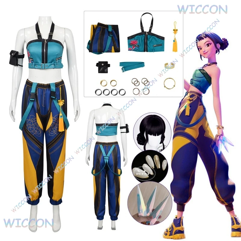 

[ONAMAEHA]K-Pop Zoey Demon Hunters Stage Cosplay Clothes Costume Wig Performance Props Hallowen Girl Group Idol Roleplay Outfit