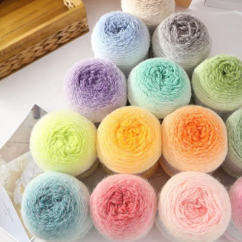 

1ball 375Meters DIY Knitting&Crocheting Sweather Scarf Yarn Thread Gradient Color Cotton Yarn Long Plush 3mm Soft Warm