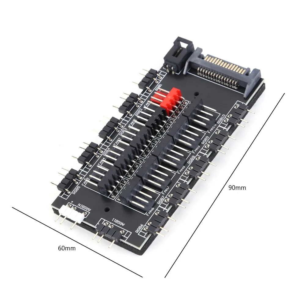 2 in 1 Fan Controller 5V 3PIN ARGB SATA Power Fan Splitter HUB 12V 4PIN PWM Computer Accessories 10 Way for PC Chassis Case