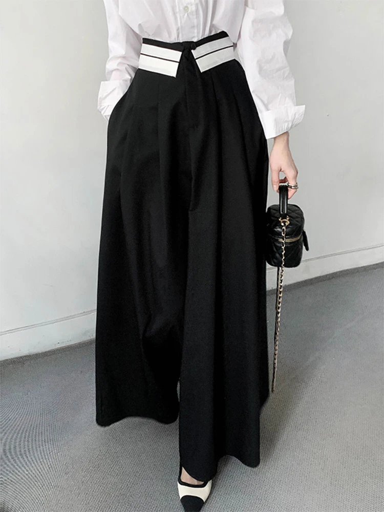 Black Skirts Women Loose A-line Panelled Empire All-match Elegant Chic Design Minority Female Highstreet Ankle-length Attractive