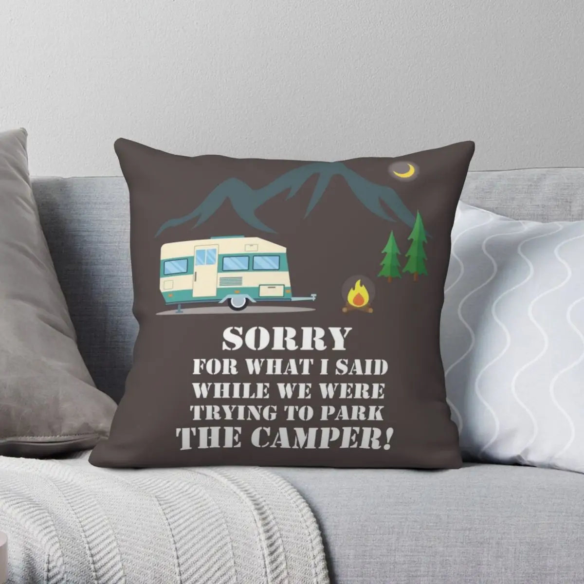 RV Camper Parking Stressful Moment Square Pillowcase Polyester Linen Velvet Creative Throw Pillow Case Home Cushion Cover 45x45