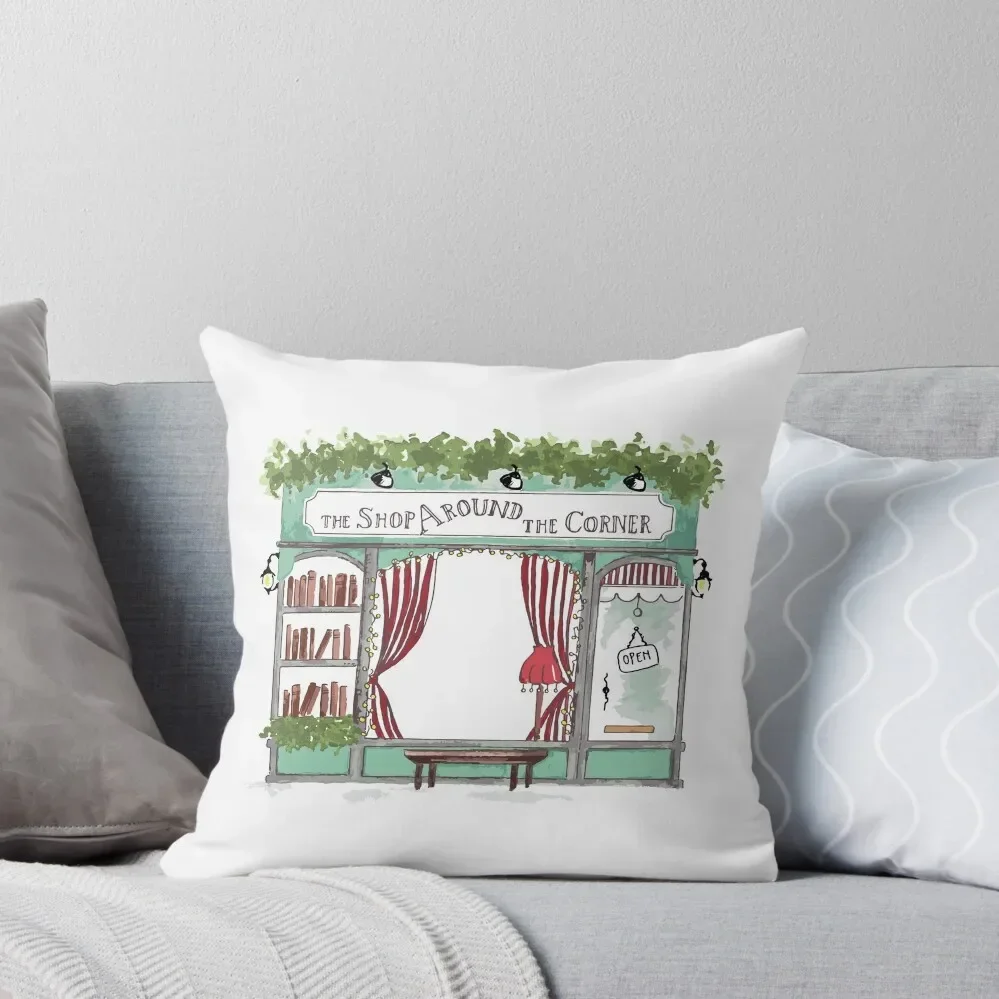 The Shop Around the Corner - Watercolour Throw Pillow Christmas Pillowcase New year pillow