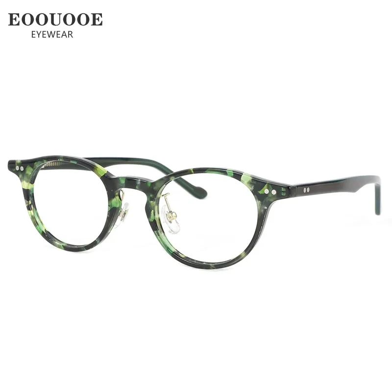 KUXA جديد أزياء النساء النظارات الرجعية جولة نظارات بمادة الخلات إطار البصريات قصر النظر مد البصر وصفة طبية العدسات أحمر وردي أخضر