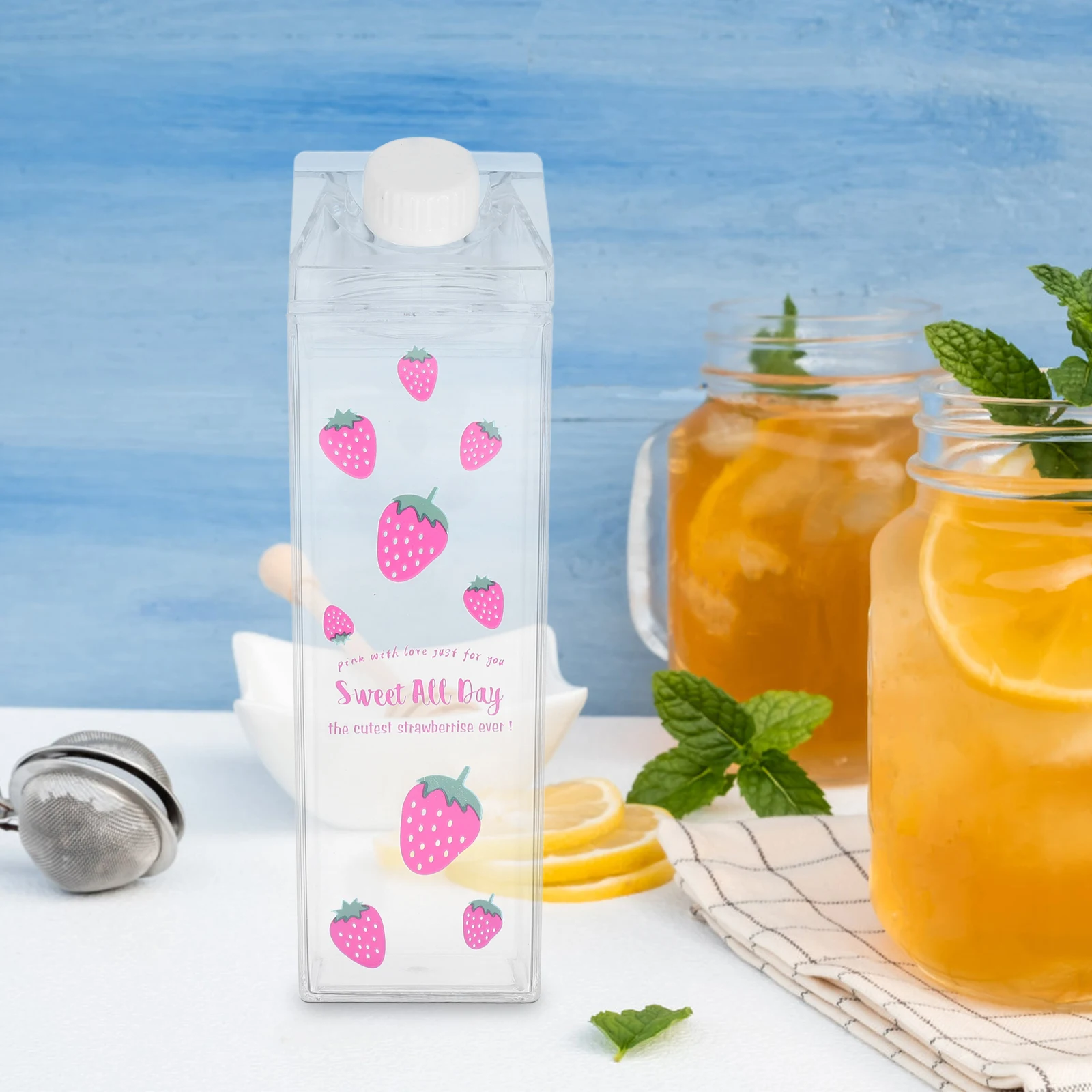 

Milk Bottle 500ml Plastic Leakproof Travel Water Container Beverage Cup Mug Storage Fridge Friendly Compact Design