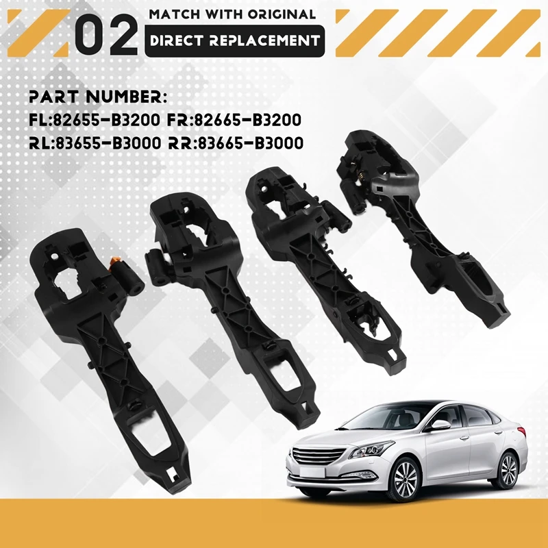 

4Pcs Front Rear Door Handle Base Bracket 82655-B3200 82665-B3200 For Hyundai Mistra 2014-2019 83655B3000 83665-B3000