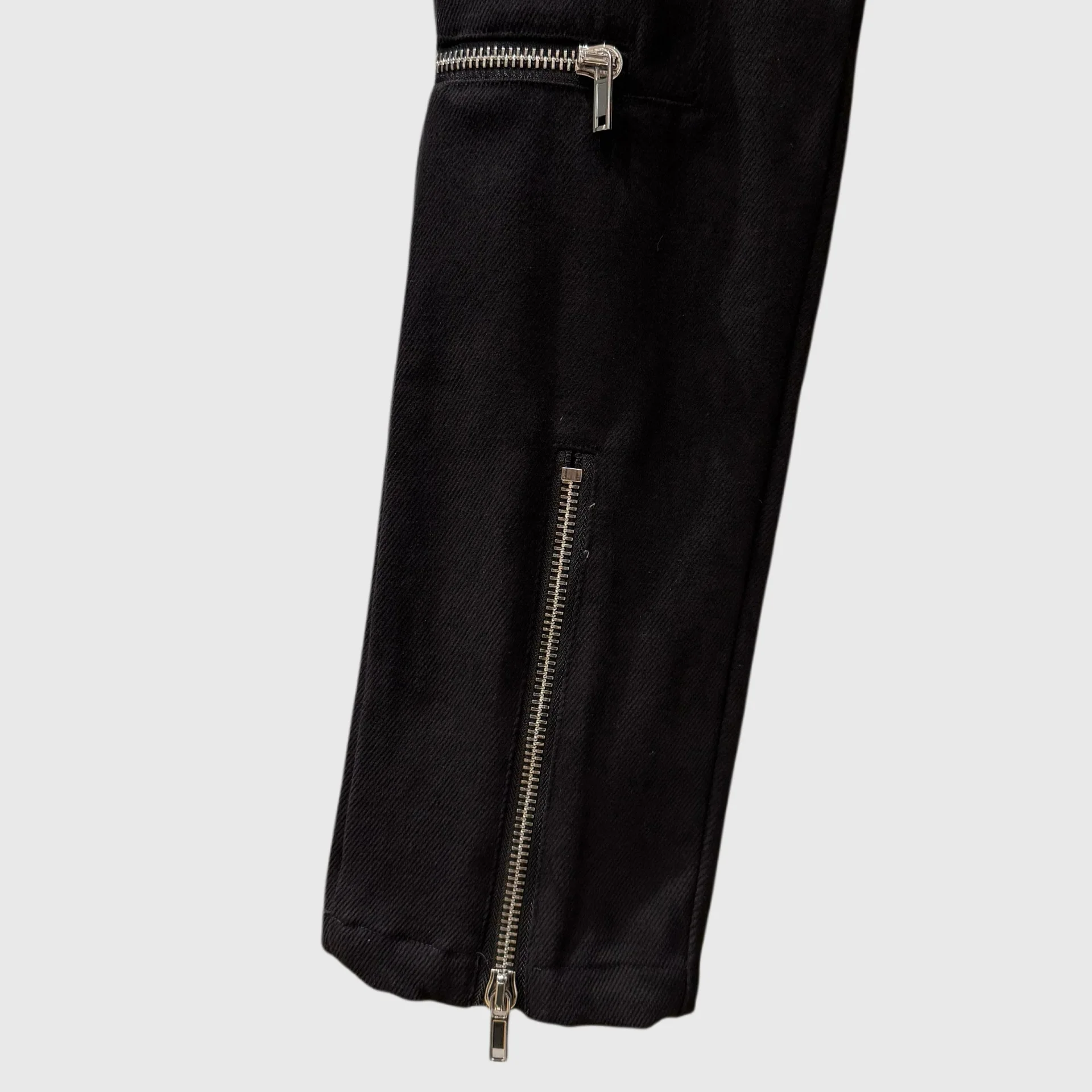 High Street Cotton Rick Ro Black Pants Men's New Retro Casual Pants with Straight Leg and Multiple Zippers Pant Design