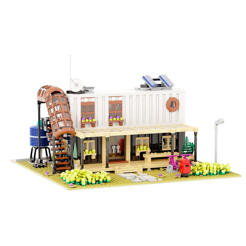 Street View Model Moc Building Blocks  Container House II Model Technology Brick DIY Assembly Construction Toy Holiday Gifts