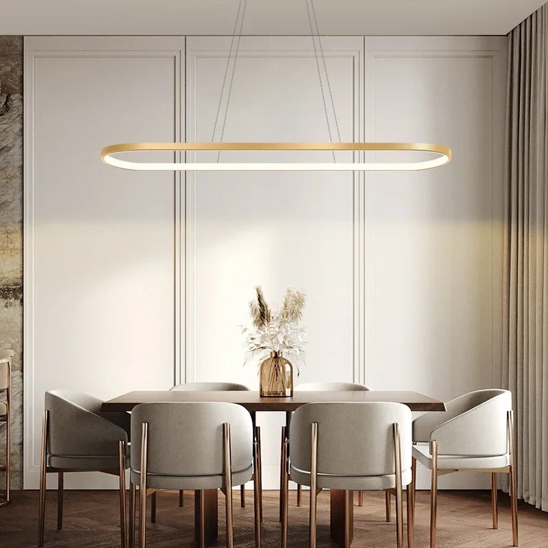 Modern Minimalist LED Pendant Light Oval Office Conference Studio Hanging Lamp Bar Counter Restaurant Home Decoration Lighting
