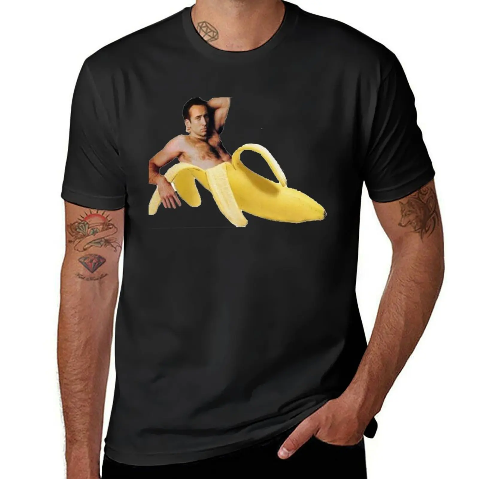 Nicolas Cage In A Banana - Original Yellow Classic T-Shirt quick drying vintage clothes slim fit t shirts for men