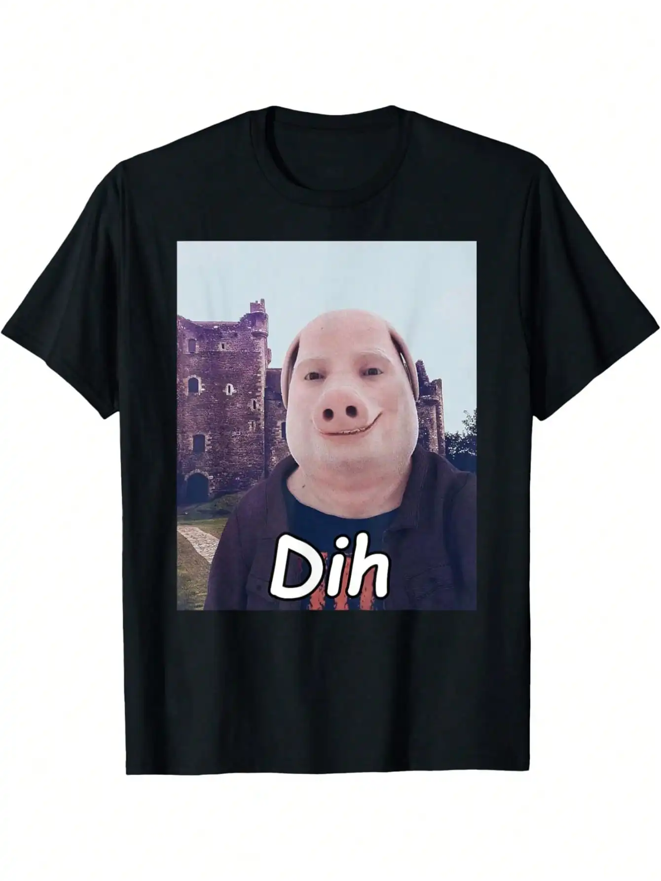 

Забавная футболка с графическим рисунком, изображением замка и текстовым дизайном для повседневной носки.