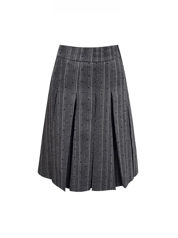 

ay Polka Dot Pleated Skirt Women's Autumn Winter Long f Skirt New Small Size Skirt High Waist Straight Cut Commute