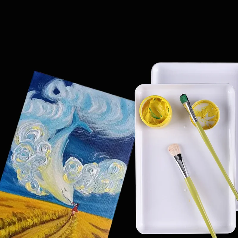 30x20cm Rectangular Imitation Porcelain Palette Easy To Clean Not Easily Damaged for Gouache Watercolor Acrylic Color Adjustment