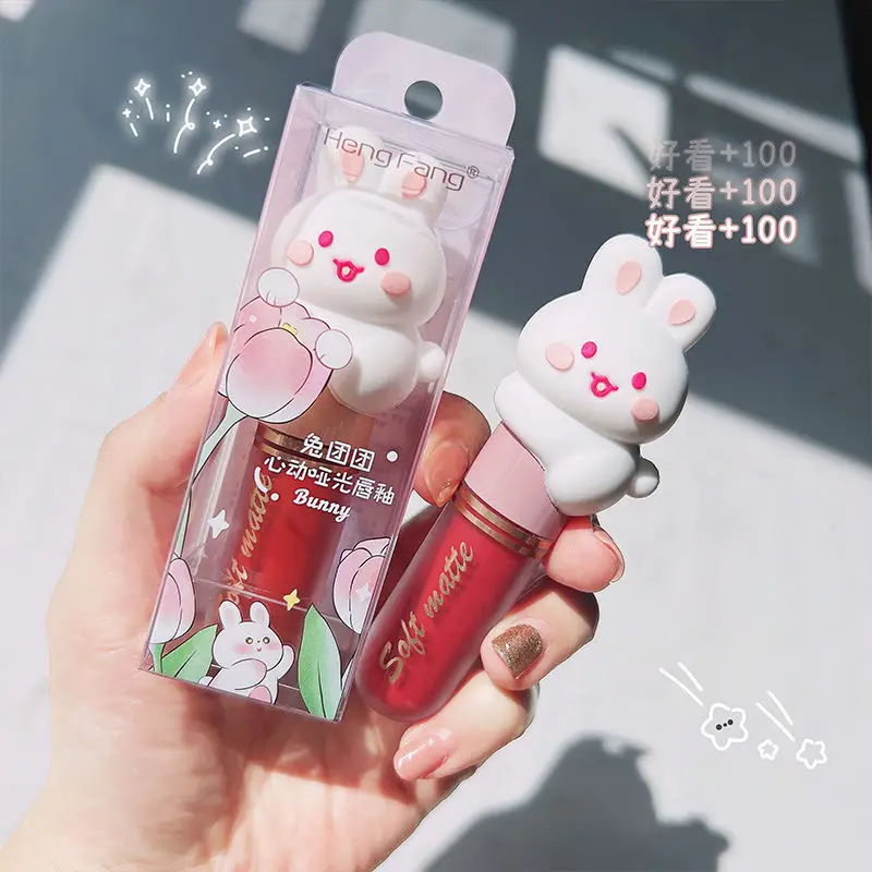 Kawaii Rabbit Matte Lipstick Long Lipstick Waterproof Outfit Makeup Korean Lipstick Liquid Lipstick Cosmetics Makeup for Girls