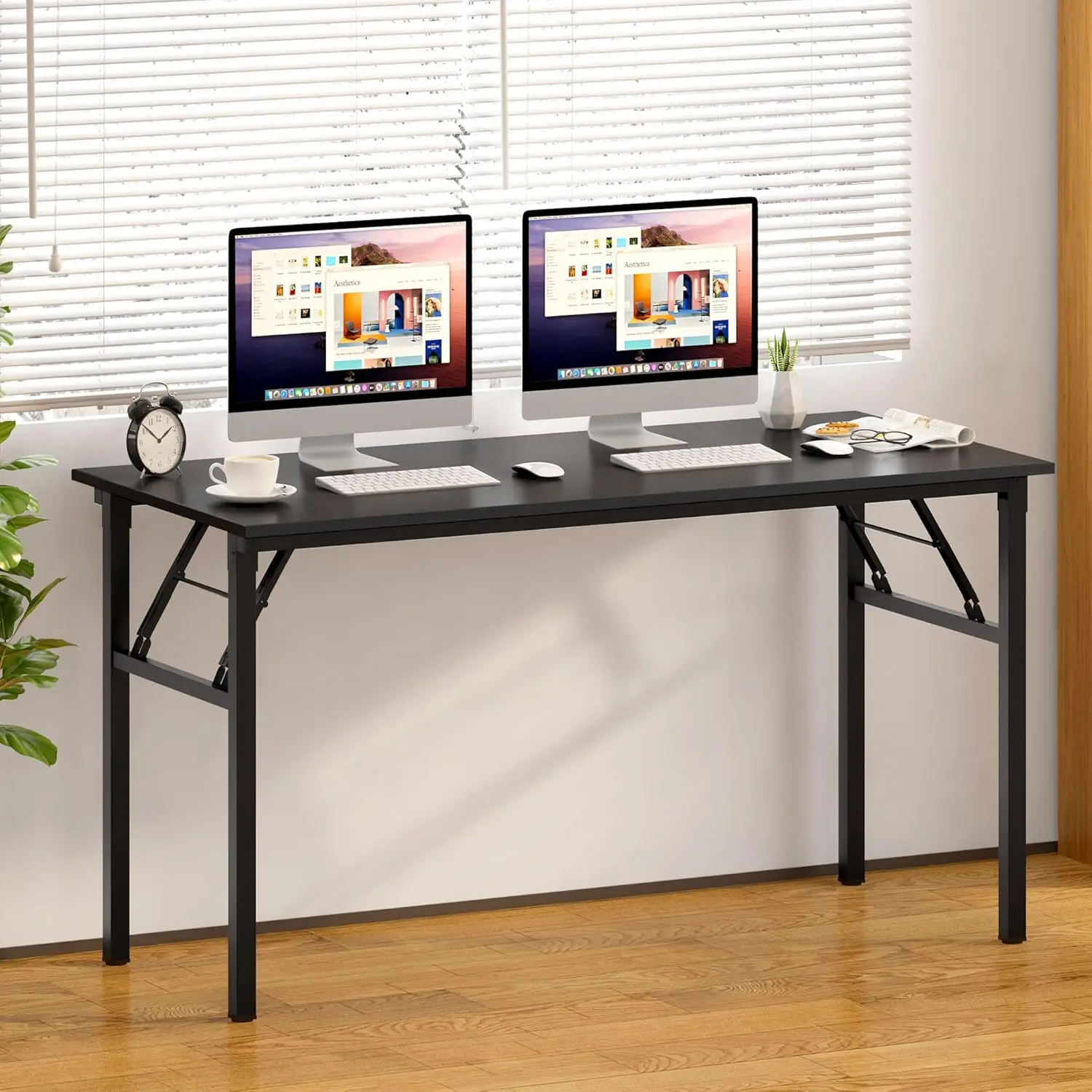 

Folding Computer Desk, Large 60 inches Folding Table for Home Office, No Install Foldable Writing Table Desk, Black