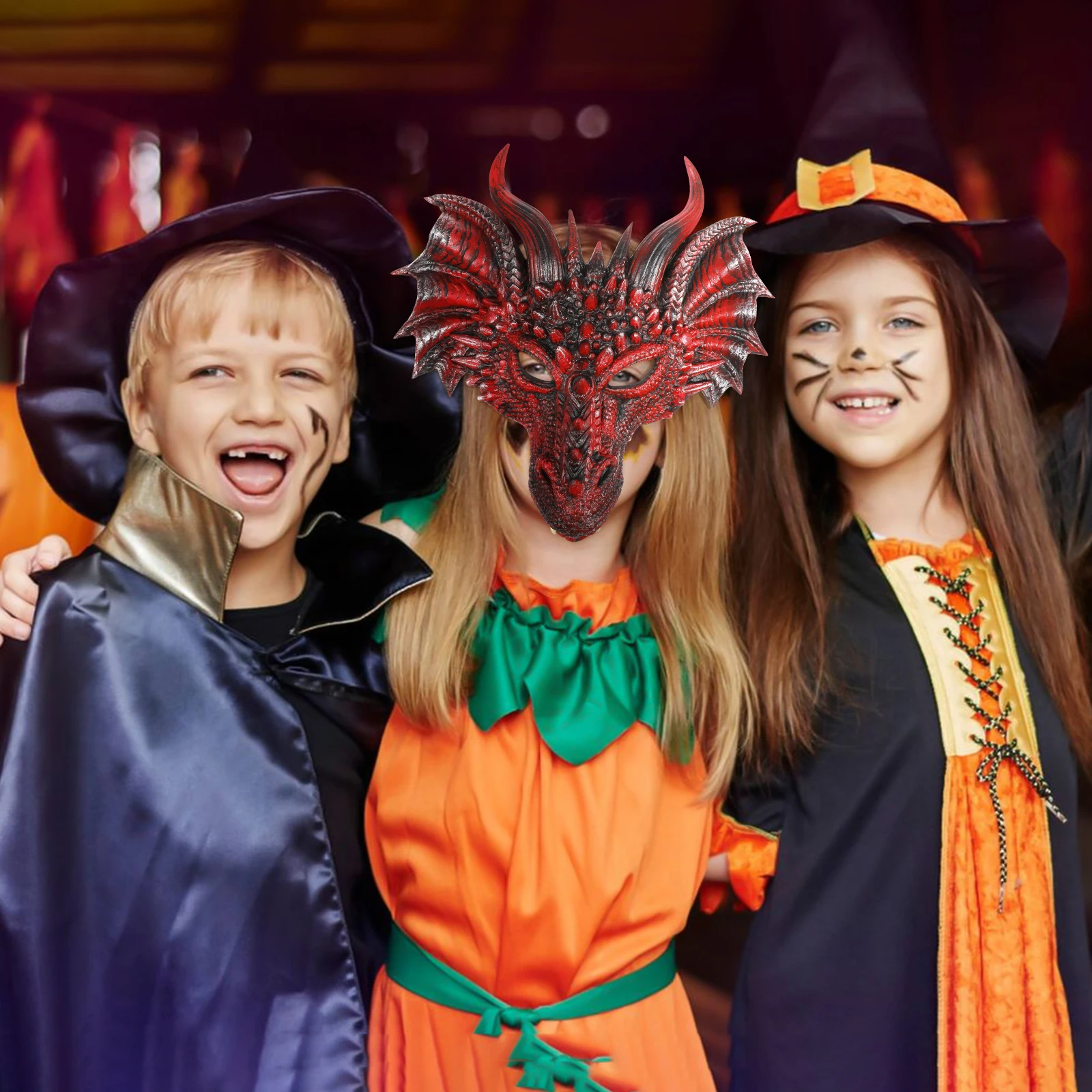 

Horror Dragon Mask Costume Halloween Carnival Festival Cosplay Party Decoration Scary Animal Adult Lightweight PU Masquerade