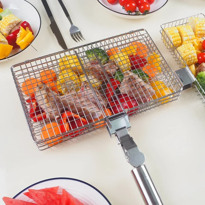 

Barbecue Basket BBQ Fish BBQ Stainless Steel Smoked Barbecue Rectangular Barbecue Basket