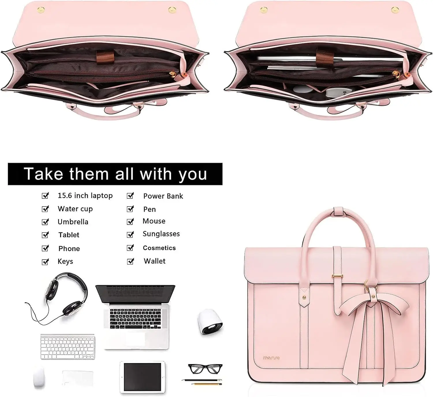 Laptop Bag 15 16 inch for Women MacBook Air Pro M3 M2 M1 HP Notebook PU Leather Backpack Messenger Bag Casual Handbag Briefcase