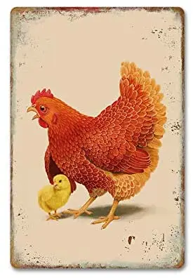Farmhouse Sign Metal Chicken Signs Funny Wall Signs Chickens Art Tin Signs Chicken Coop Country Decor for Home sign