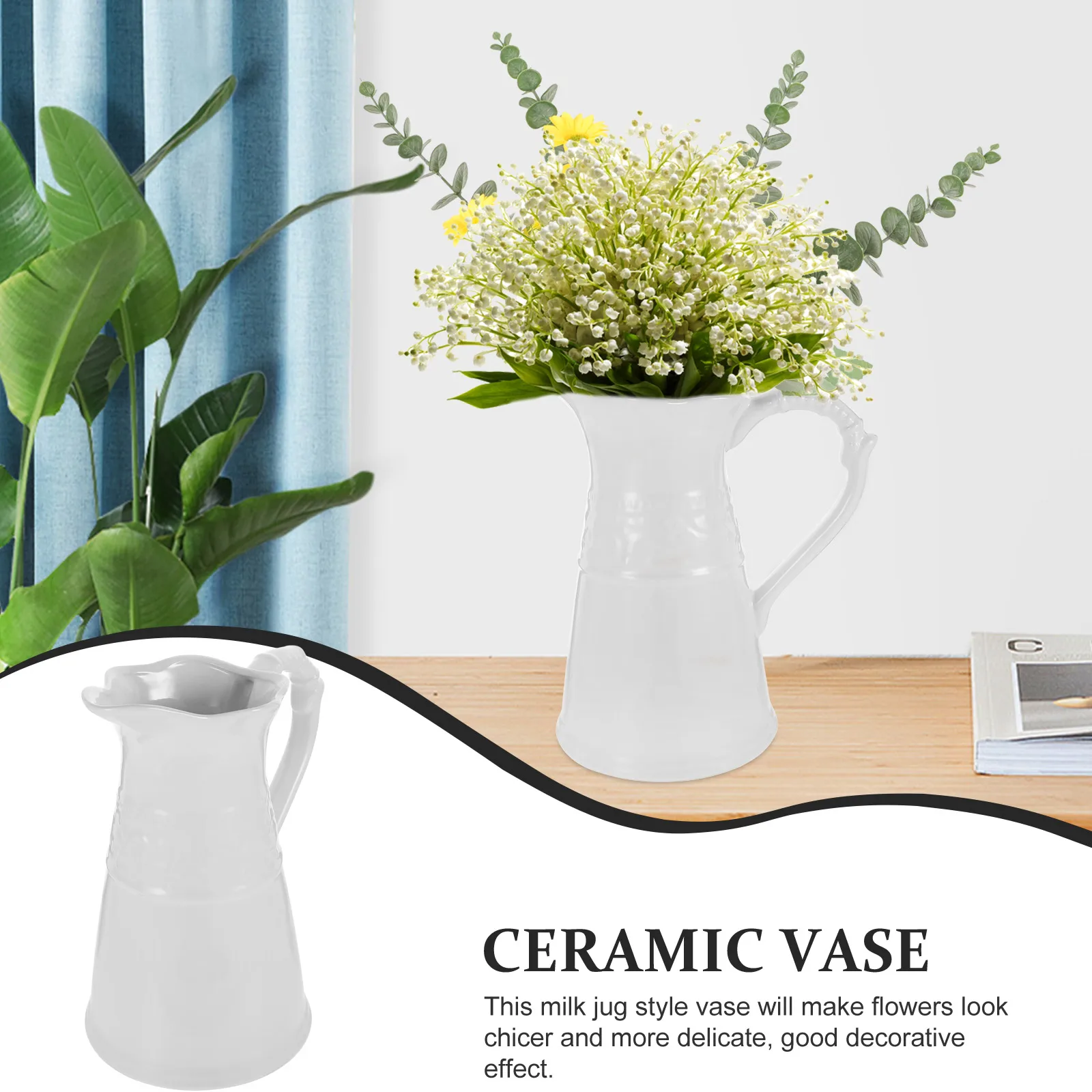 

Flower Vase Decorative Home Pottery Vases Wedding Jugs Tall White Pitcher Large Farmhouse