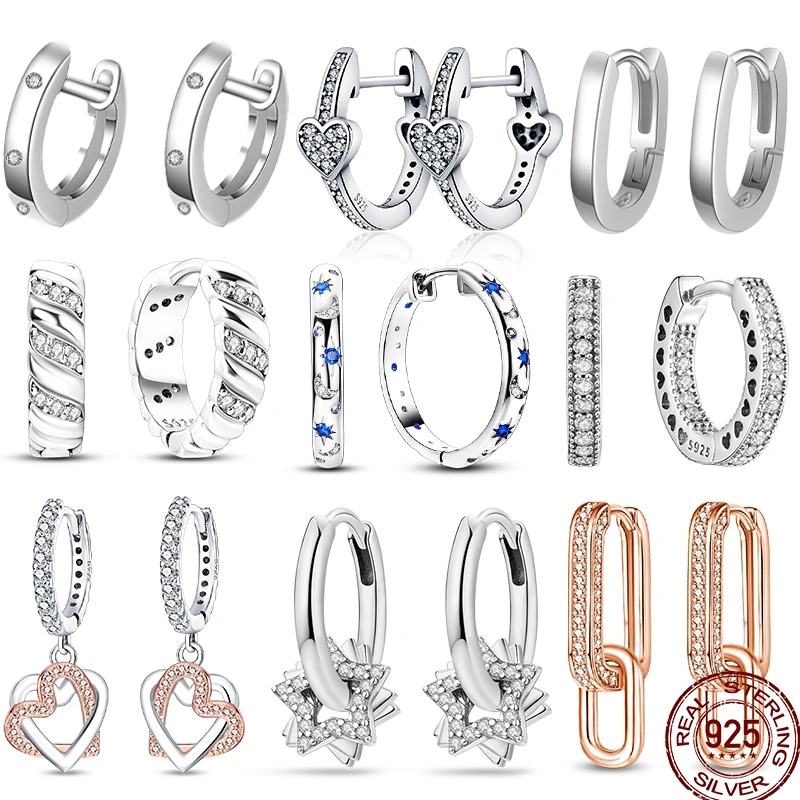 New w 925 ze srebra wysokiej próby z cyrkonią Pave kolczyki Hoop luksusowe kolczyki dla kobiet 2023 modna biżuteria prezent urodzinowy