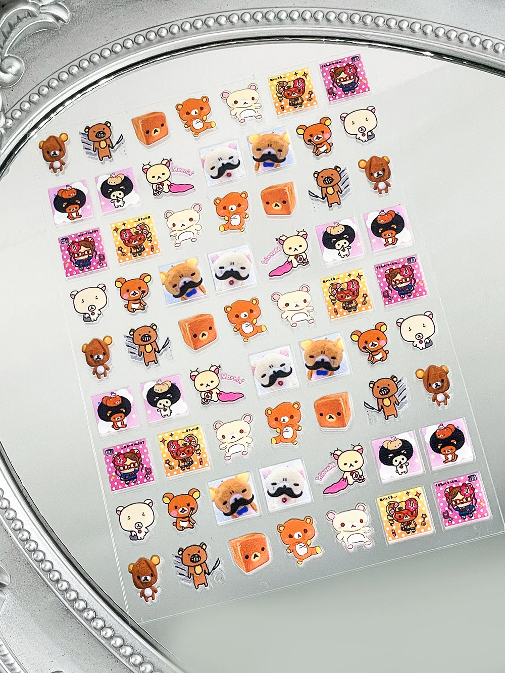 Cute Rilakkuma Pvc Nail Stickers Brown Bear Scrapbook Notebook Camera Stationery Decor Stickers Self-Adhesive Sliding Sticker