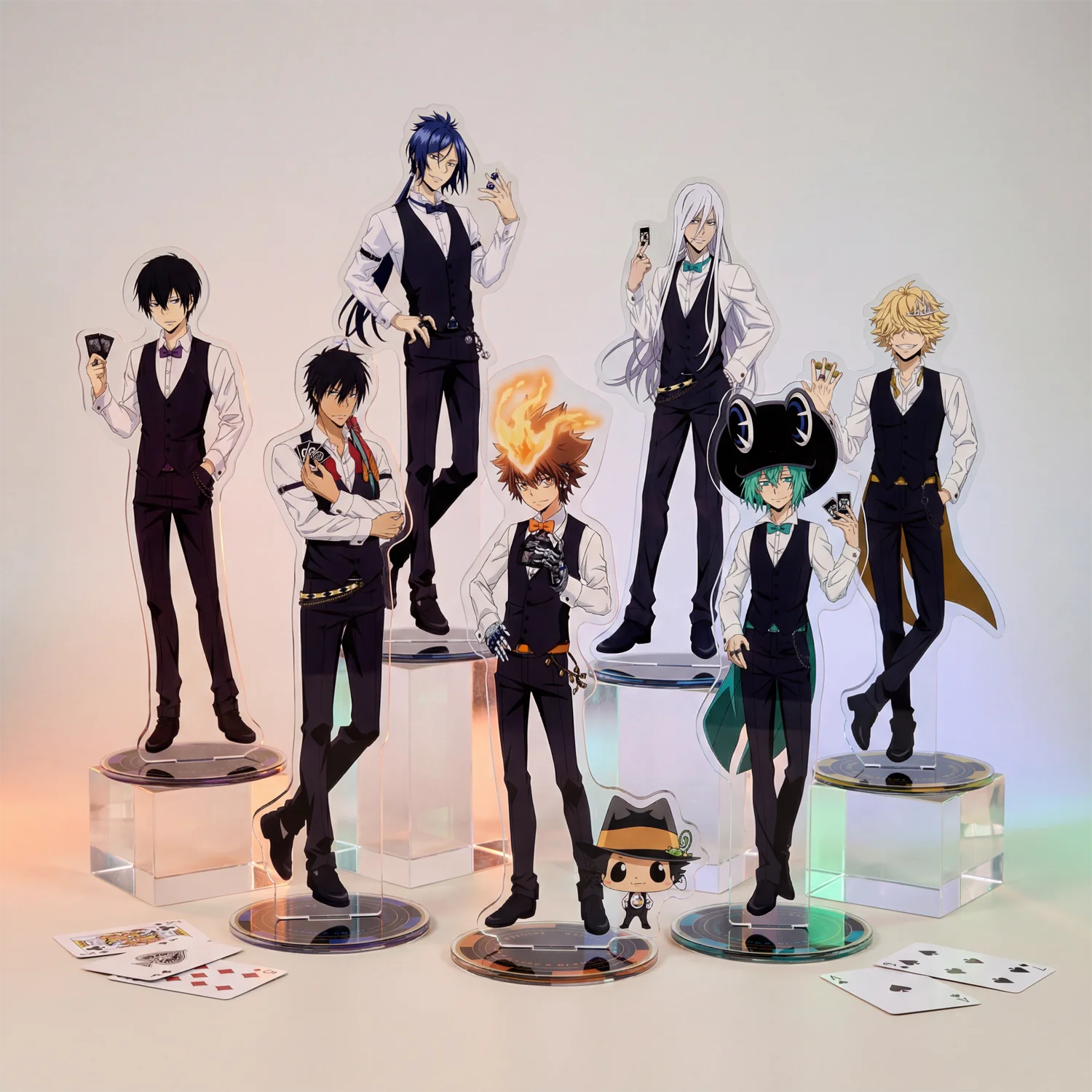Katekyo Hitman reborn! Acrílico standee 15cm dupla face tsunayoshi kyoya anime periférico decoração de mesa presente de fã colecionável