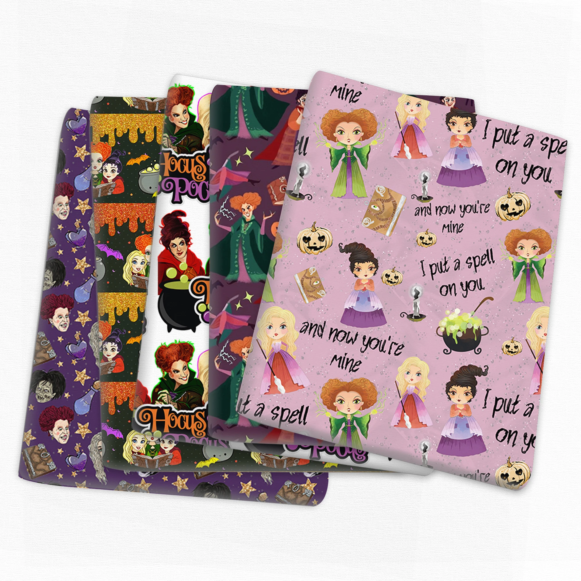 Disney Halloween Hocus Pocus  50*145cm Polyester Cotton Fabric Sewing Quilting Fabric Needlework Material DIY Handmade