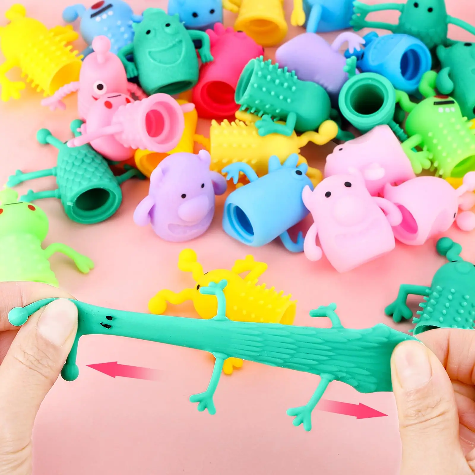 10PCS Cute Monster Finger Topper Toys Soft Rubber Stretchy Fidget for Kids Birthday Party Favors Guests Gifts Goodies Filler