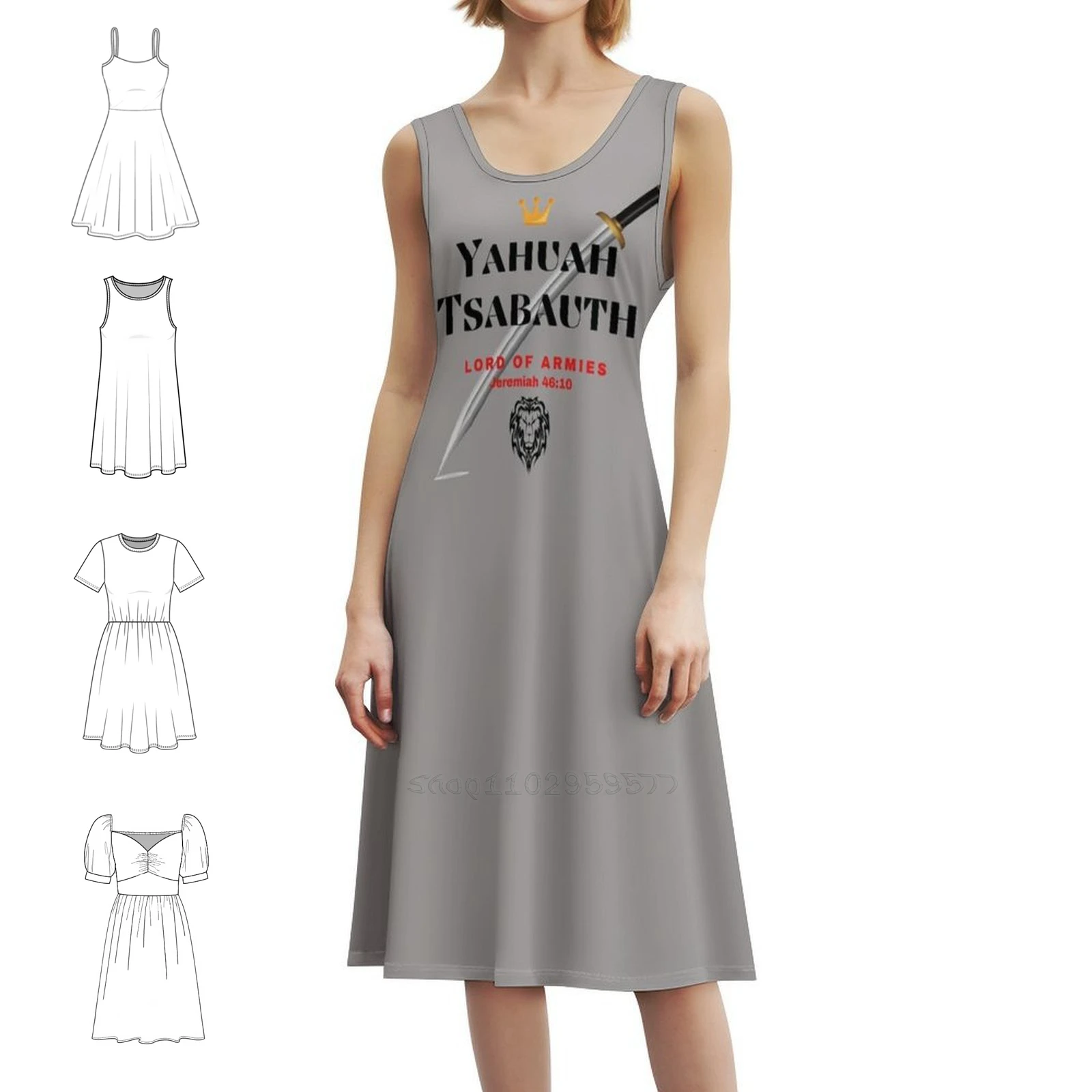 Yahuah Tsabauth ( سيد المضيف أو سيد الجيش) فستان هيب هوب نسائي ملابس الشارع مطبوع عليه رسومات جرافيك أوامر ملابس النادي للحفلات #1