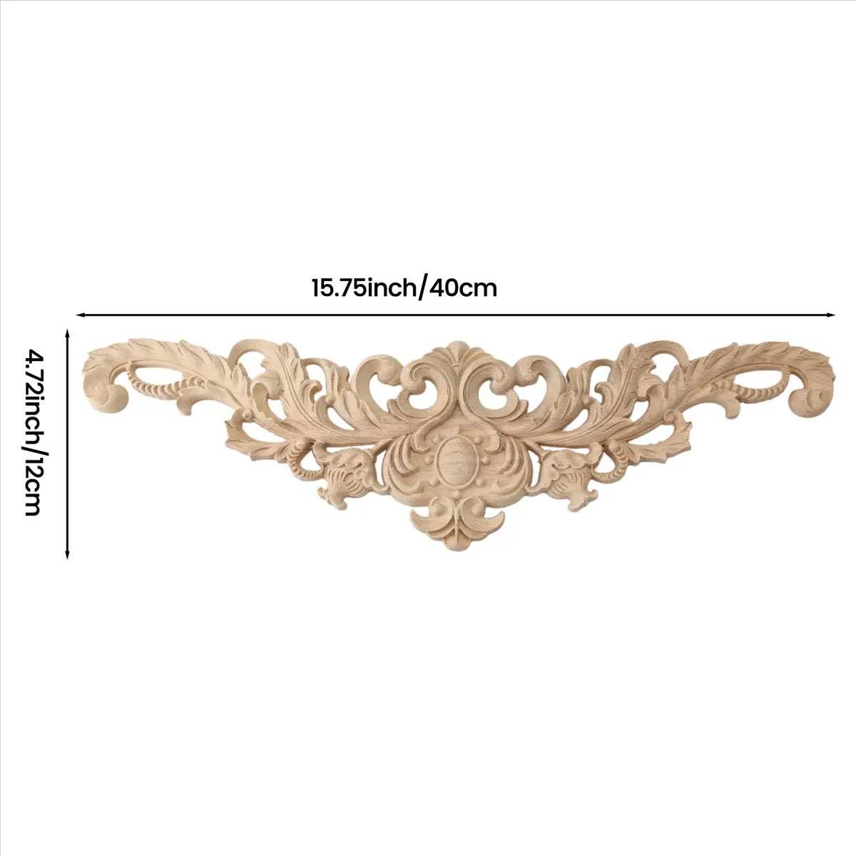 L! DT87^40x12cm Exquisite Classic Rubber wood Carved Applique Furniture Natural Decal Wood color