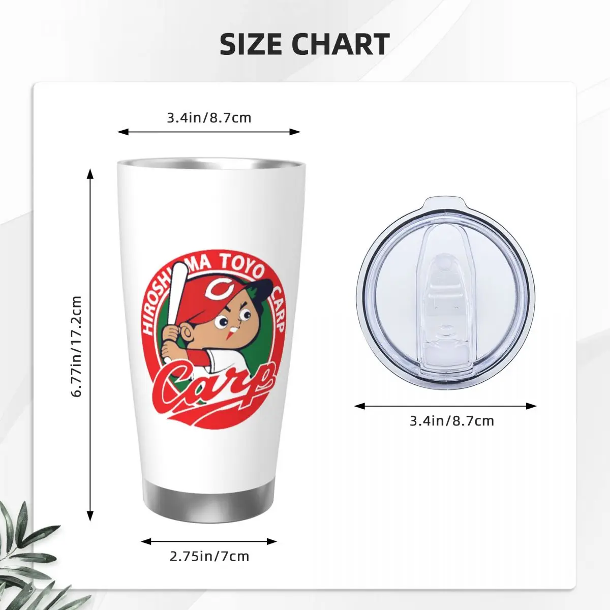 Hiroshima Toyo Carp Stainless Steel Tumbler Vacuum Insulated Mug Thermal Cold Bottle Straw With Lid 20oz view 2